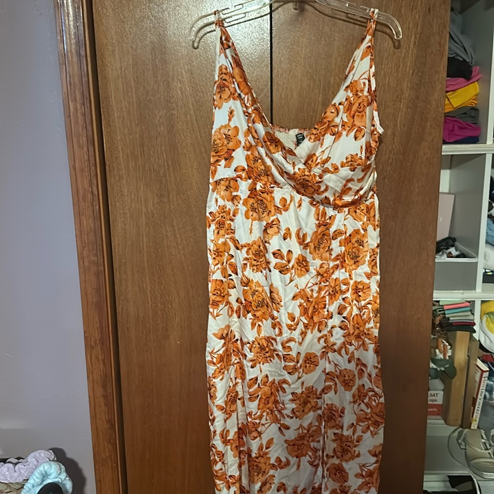 Orange and white floral dress